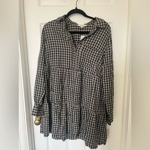 Loft checkered long sleeve dress